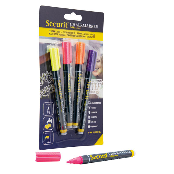 Picture of LIQUID CHALK MARKERS, SMALL NIB, TROPICAL, 4-PACK